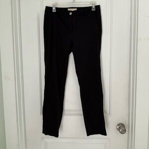 Michael Kors Black Flat Front Straight Leg Mid Rise Pants